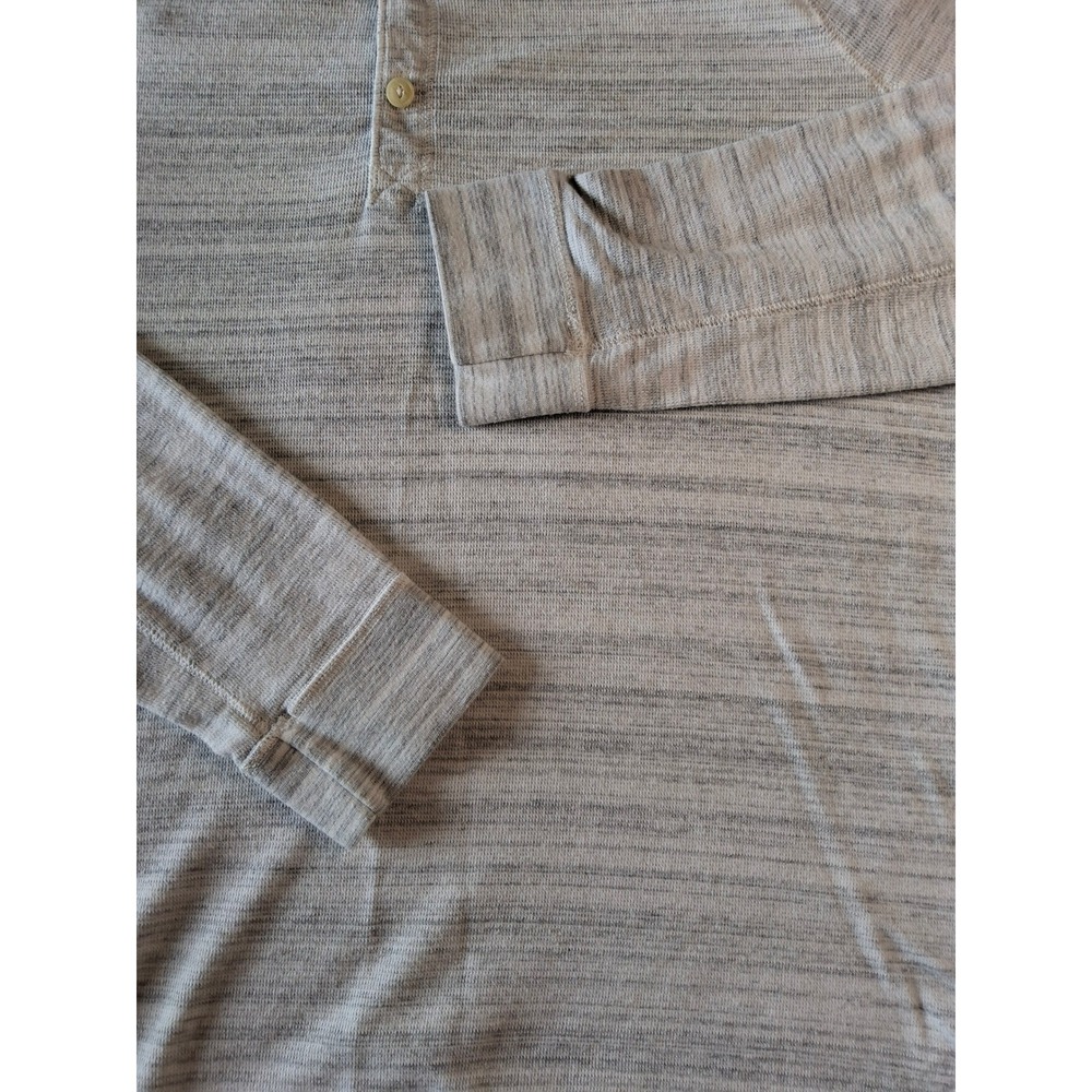 American Eagle Mens Henley Shirt Large Gray Space Dye Long Sleeve Raglan Knit - Picture 3 of 10